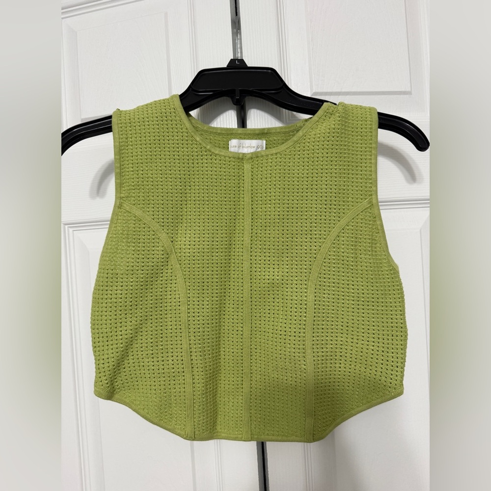 House of Harlow Lime Green Textured Tank Top